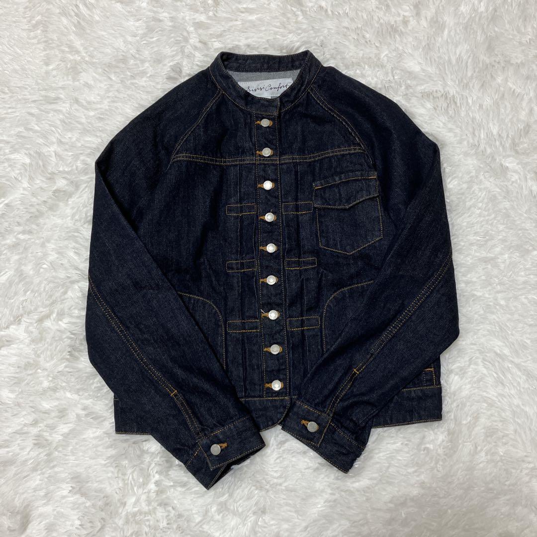 極美品✨si-si-si comfort ノーカラー　デニムジャケット 40
