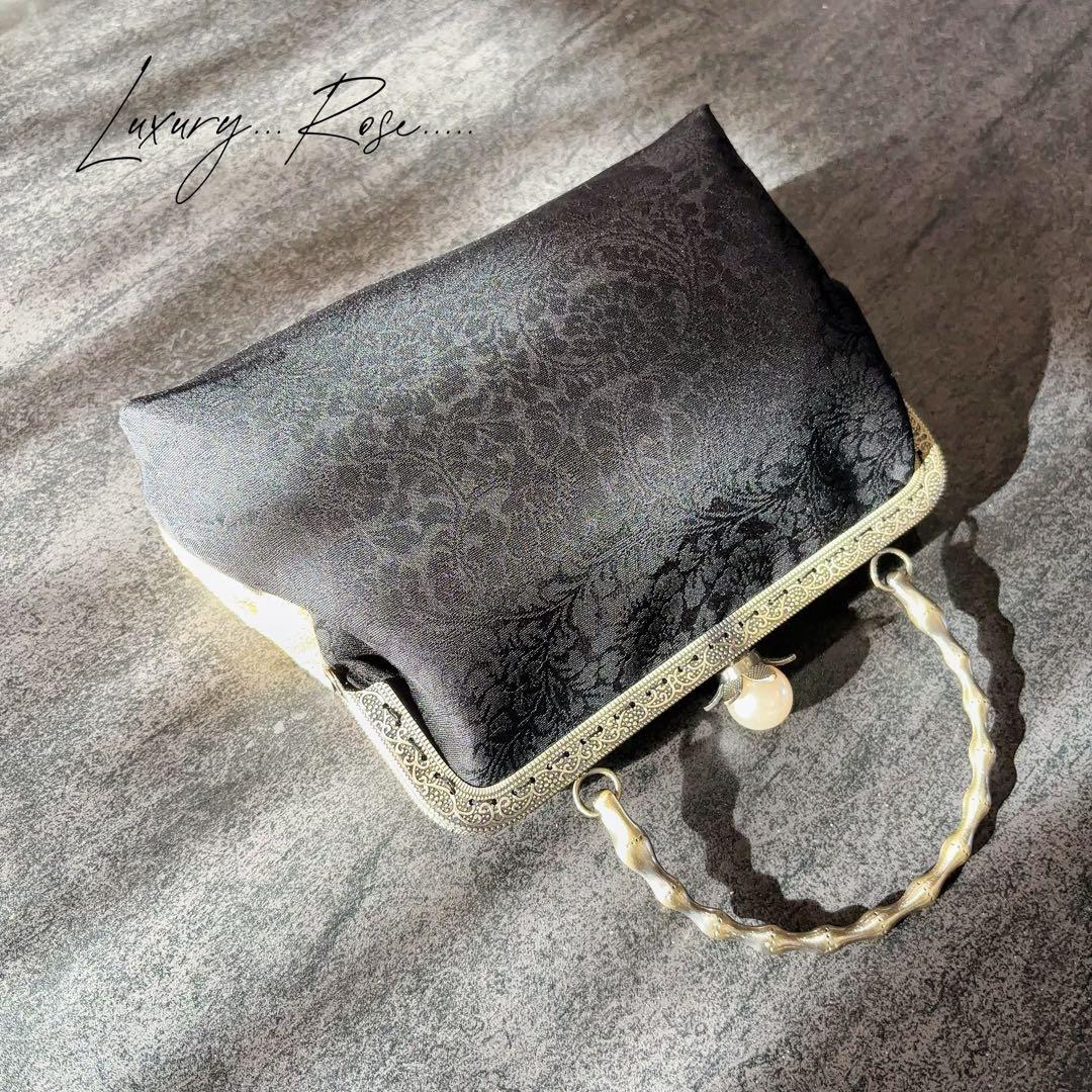 1点限定！！螺鈿細工を用いた5種上品高級帯地でパッチワーク上品帯地バッグ