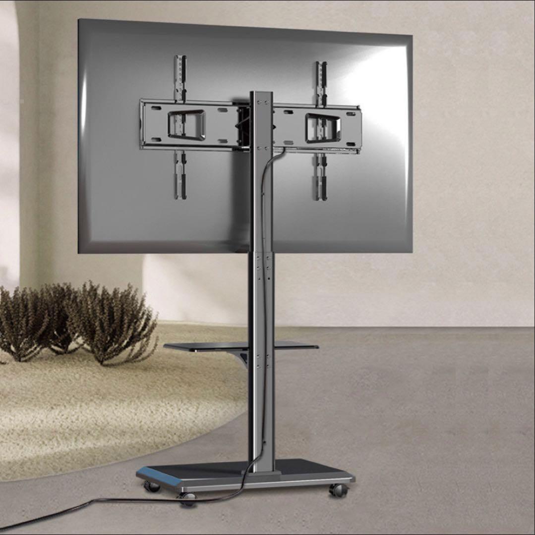 テレビスタンド テレビ台 キャスター付き 黑 耐荷重40kg 高さ調節