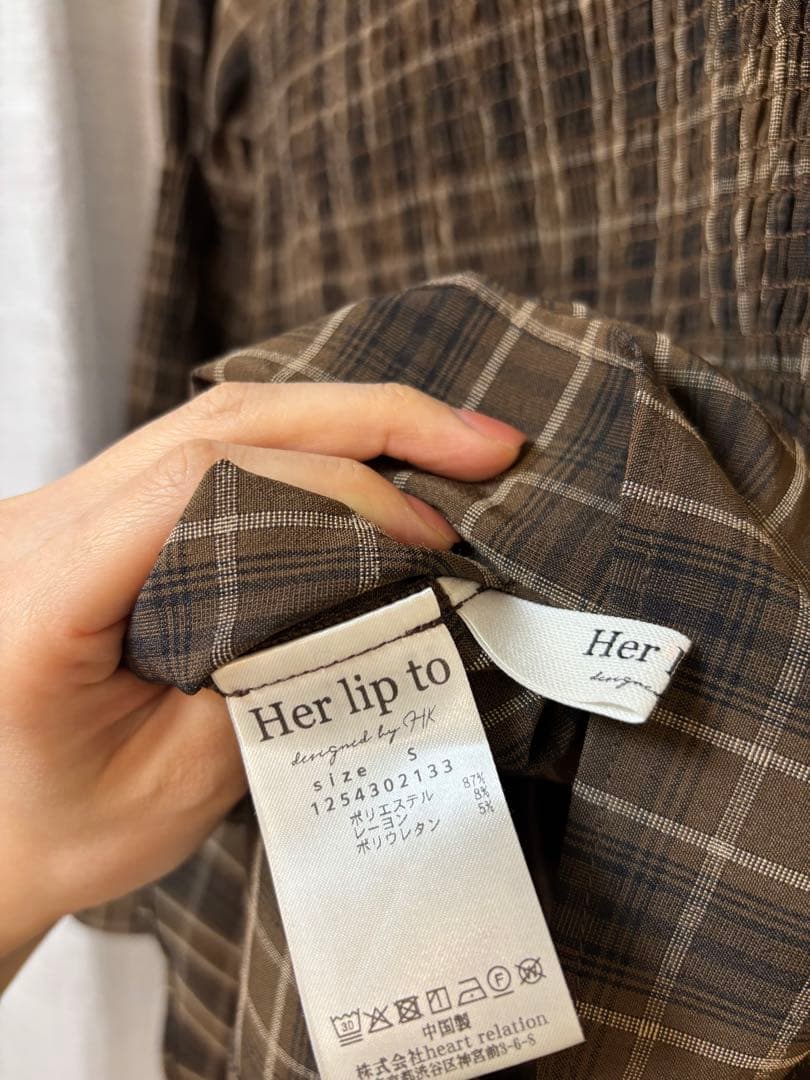 Herlipto　Checked Flared Peplum Top