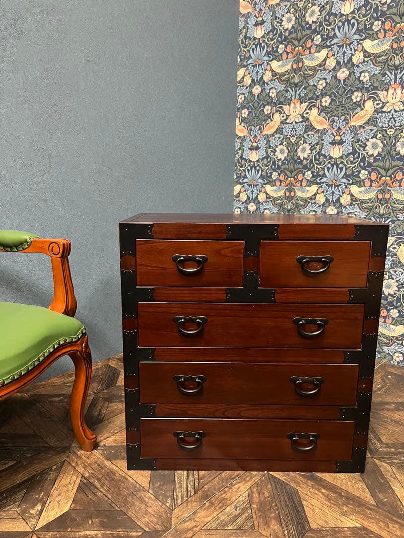 民芸調家具 チェスト 和箪笥 昭和レトロ 当時物 インテリア アンティーク