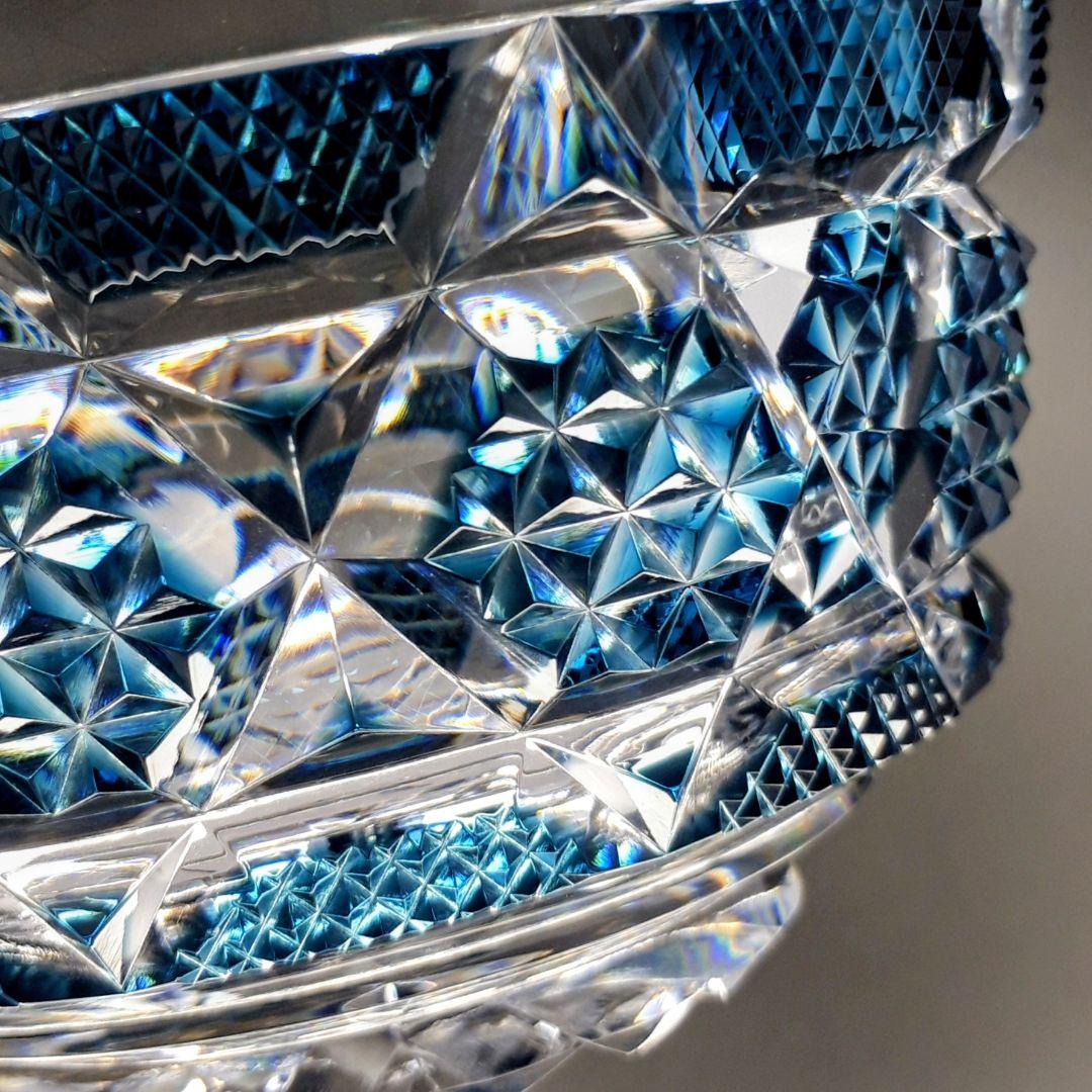 復刻 薩摩切子　藍色 切子 向付鉢　　　　【 希少作品 】