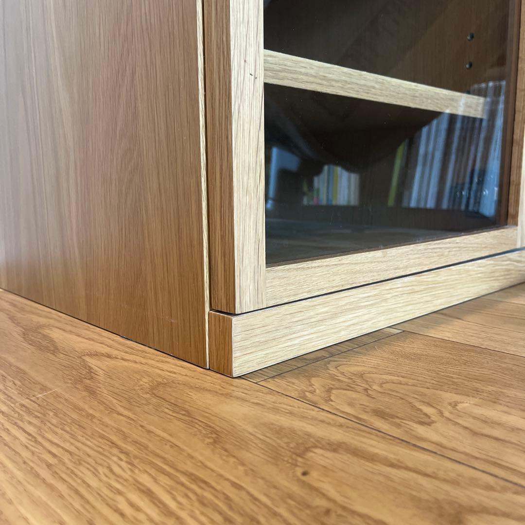 【12/26まで値下げ】無印良品　木製キャビネット　ガラス扉　スリム　オーク