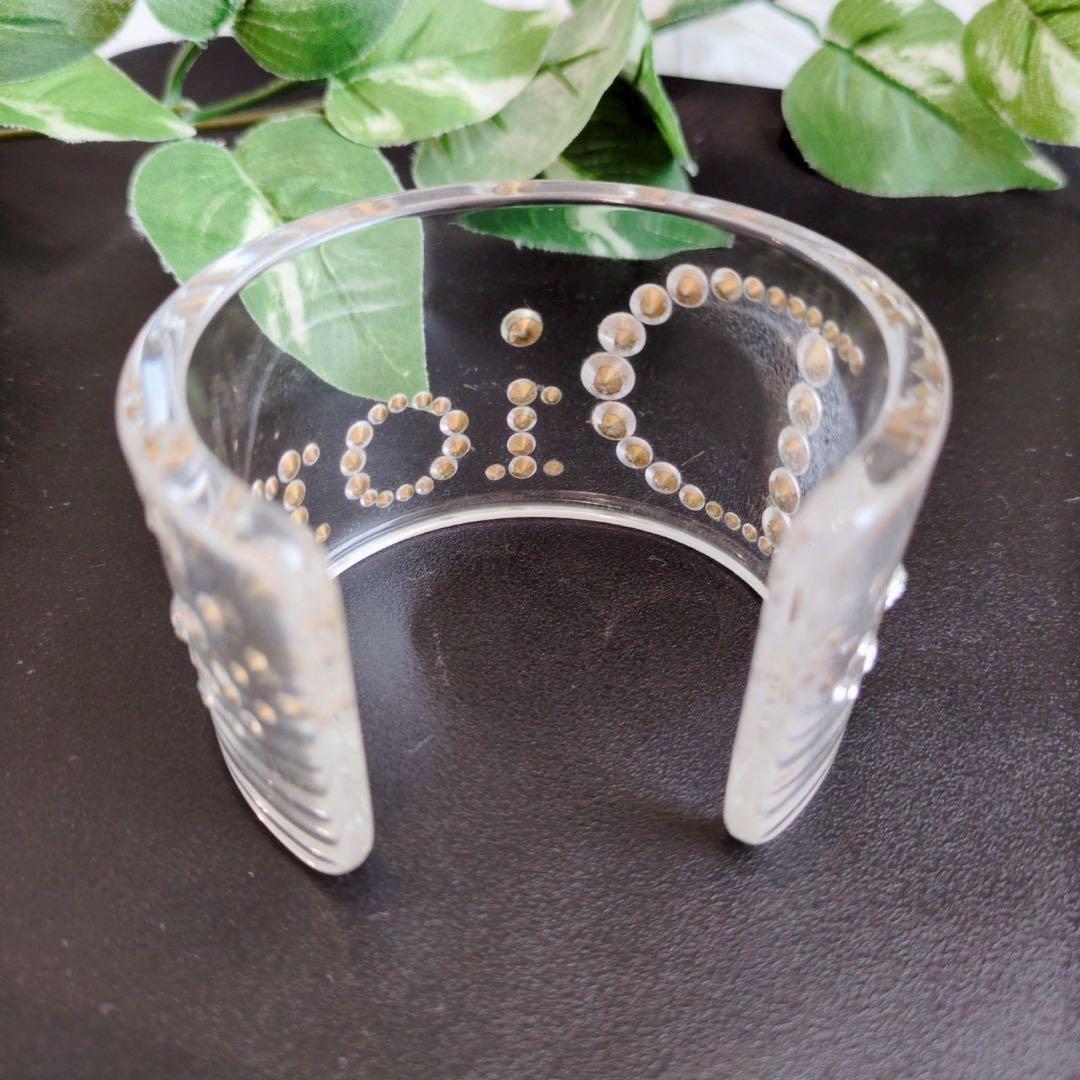 クリスチャンディオール クリスタル スワロフスキー ワイド バングル クリア