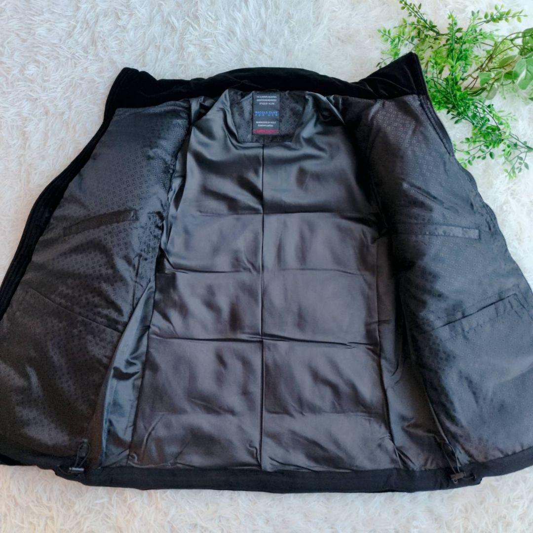 【極美品】ニコルクラブフォーメン ニットベロア スタンドダウンブルゾン 黒 46