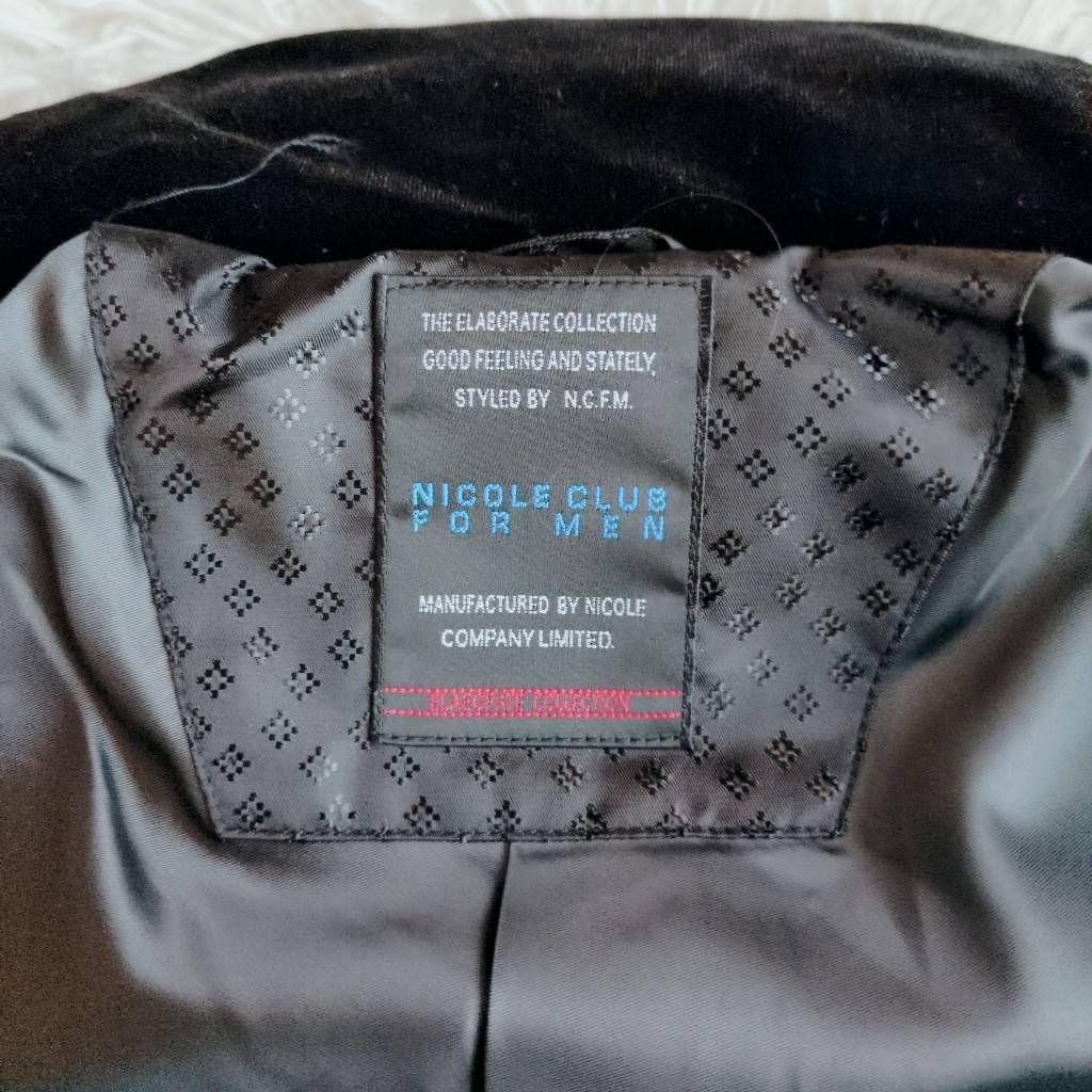 【極美品】ニコルクラブフォーメン ニットベロア スタンドダウンブルゾン 黒 46