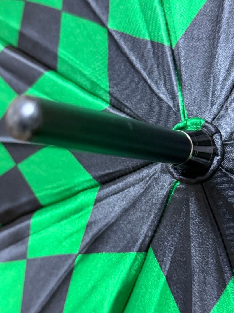 GIANNI VERSACE 長傘 緑と黒のチェック柄