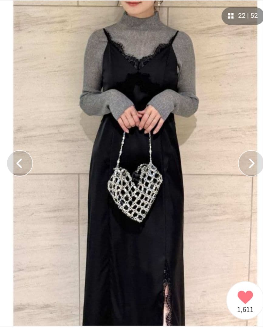 【新品未使用】フレイアイディー　レーストリムキャミワンピース　ブラック