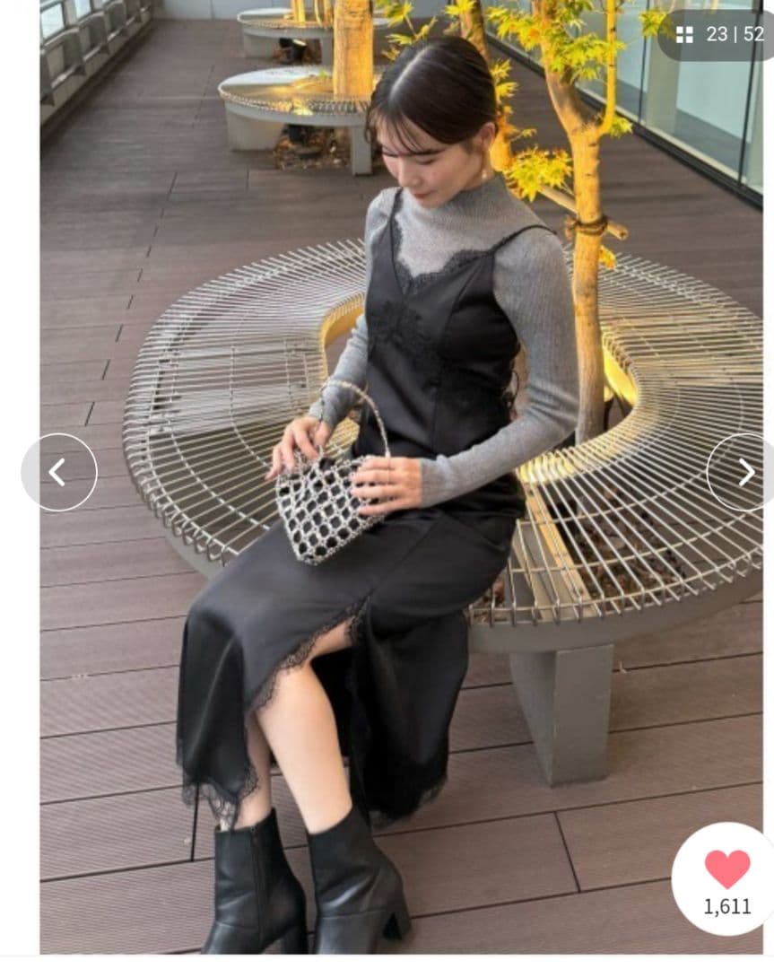 【新品未使用】フレイアイディー　レーストリムキャミワンピース　ブラック