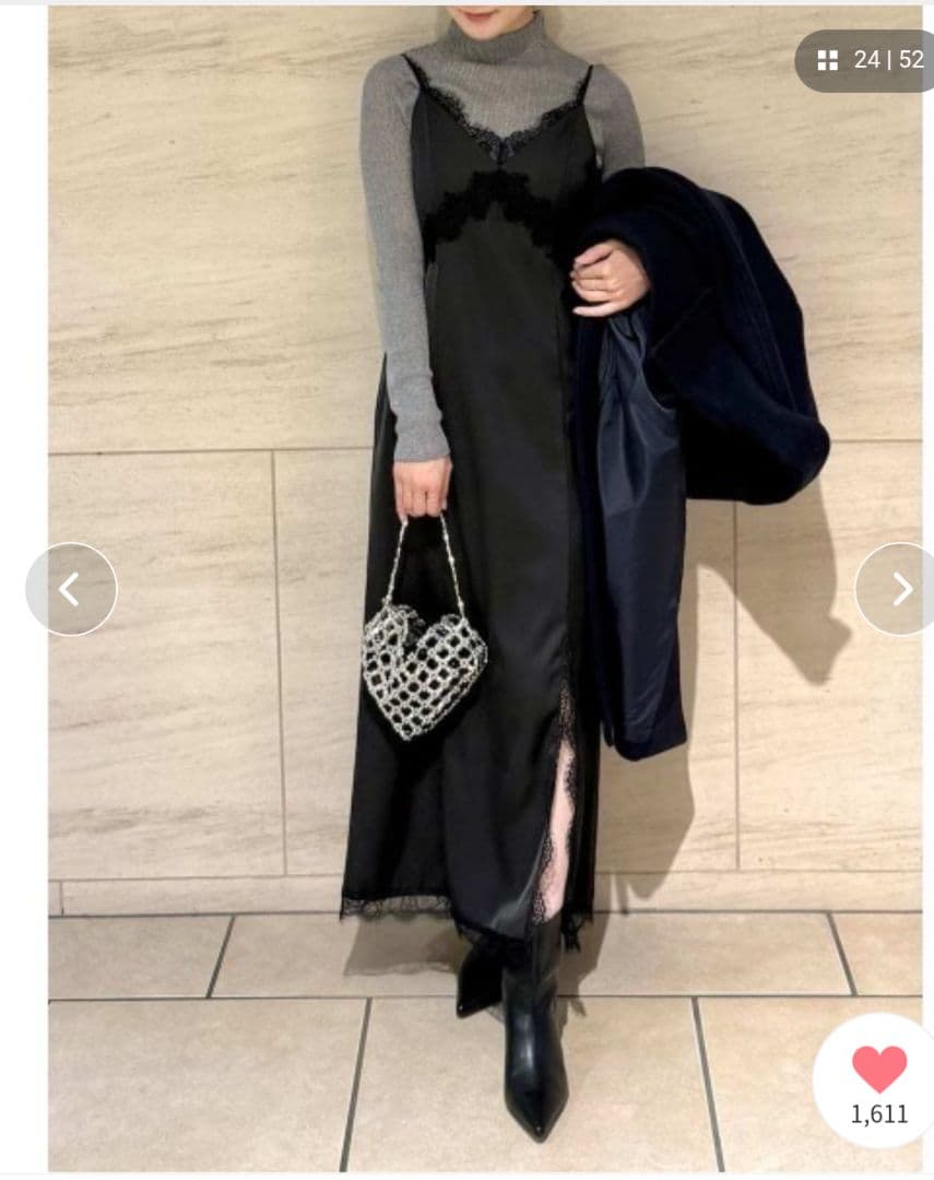 【新品未使用】フレイアイディー　レーストリムキャミワンピース　ブラック