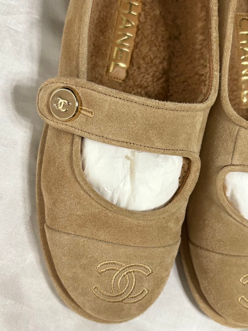 シャネル CHANEL 新品 メリージェーン ベージュ 35.5 25B