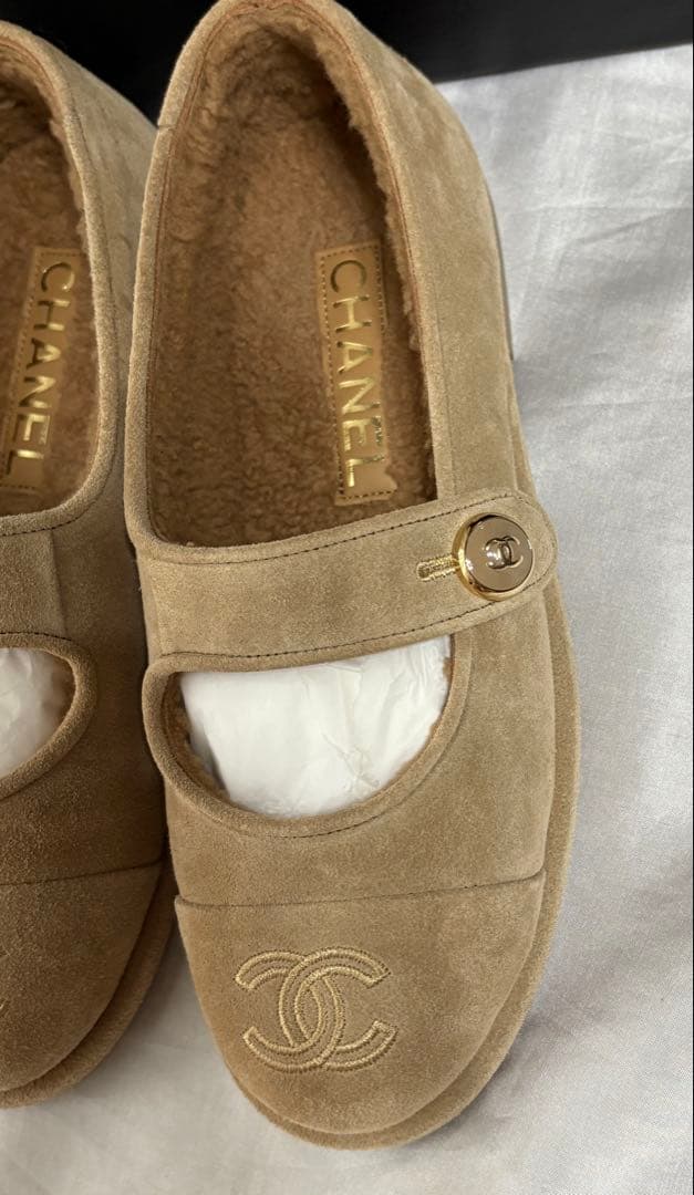 シャネル CHANEL 新品 メリージェーン ベージュ 35.5 25B