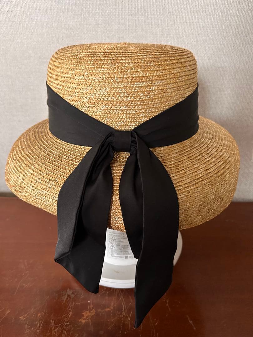 【美品】Chapeau d' O シャポードオー カサブランカ 麦わら帽子 黒