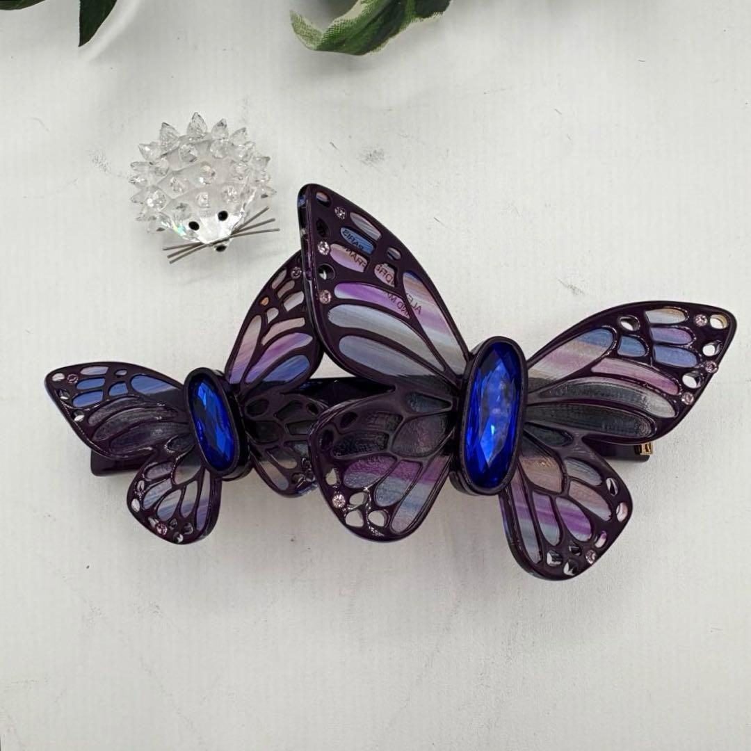 アレクサンドルドゥパリ　バタフライ ヘアクリップ 　パープル