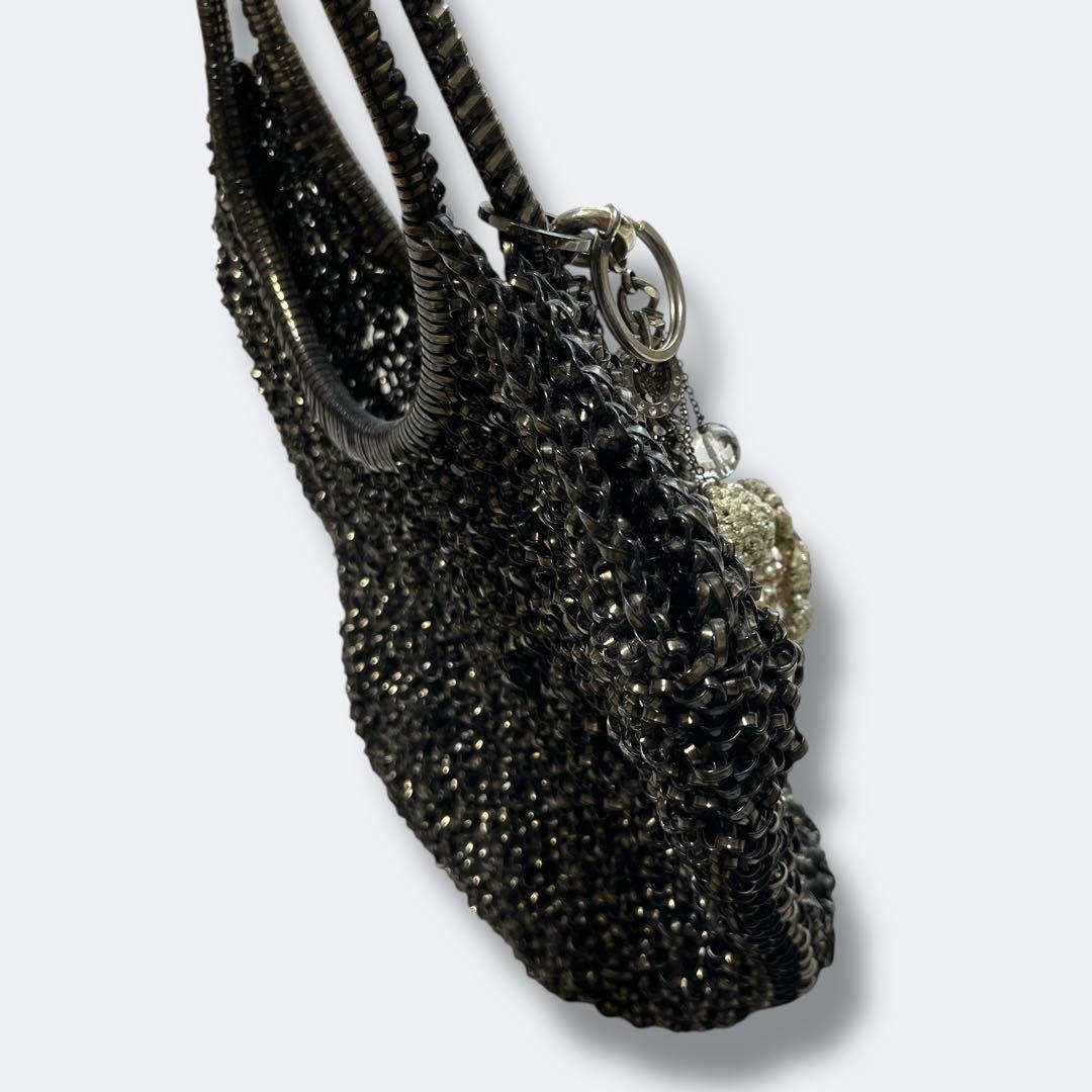 アンテプリマ ワイヤーバッグ ハンドバッグ フラワーチャーム ラインストーン