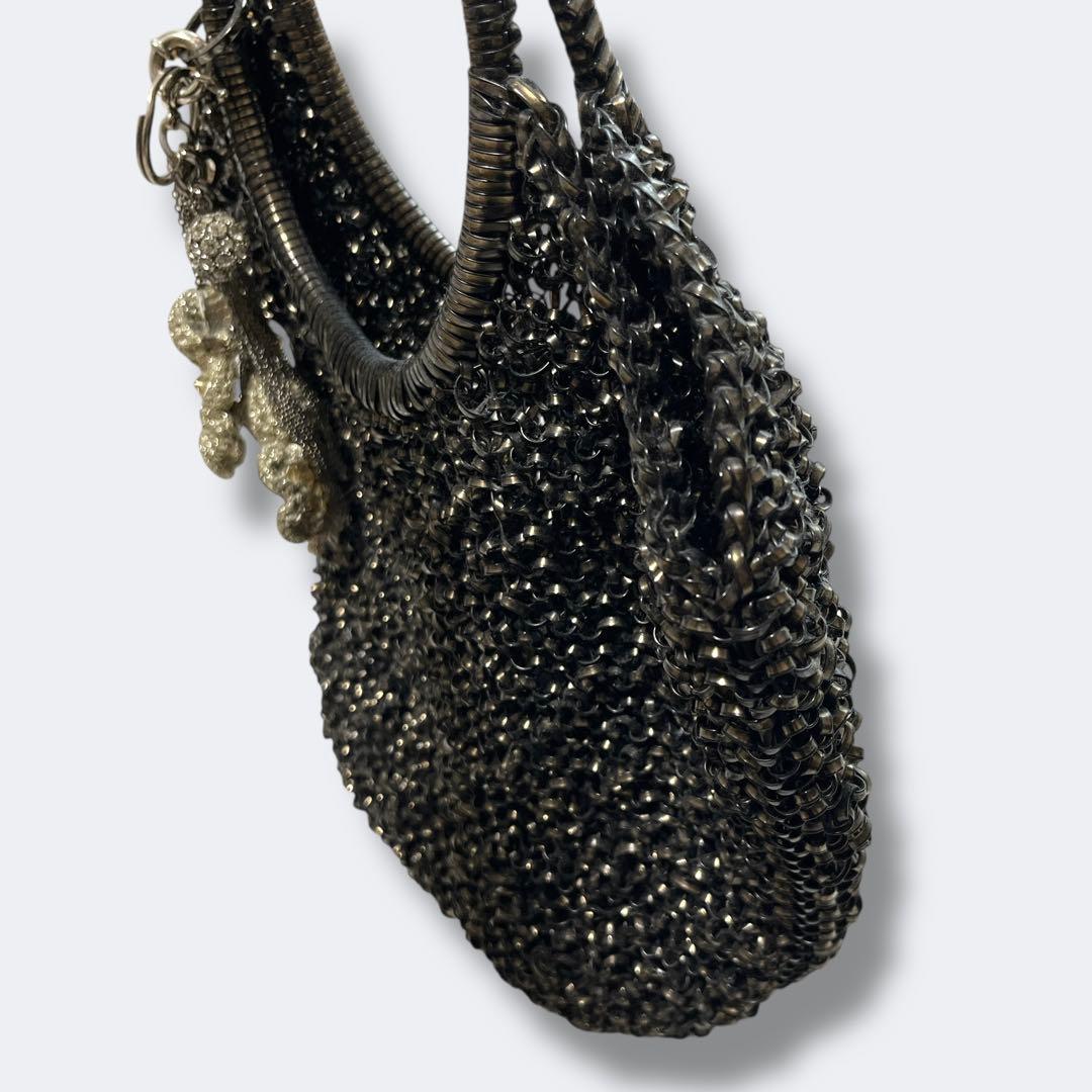 アンテプリマ ワイヤーバッグ ハンドバッグ フラワーチャーム ラインストーン