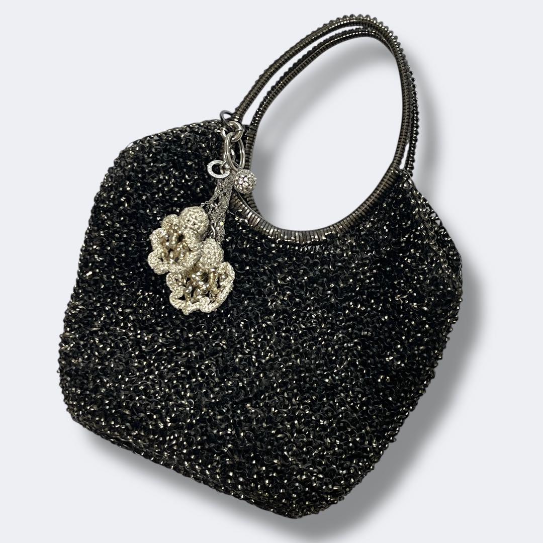 アンテプリマ ワイヤーバッグ ハンドバッグ フラワーチャーム ラインストーン