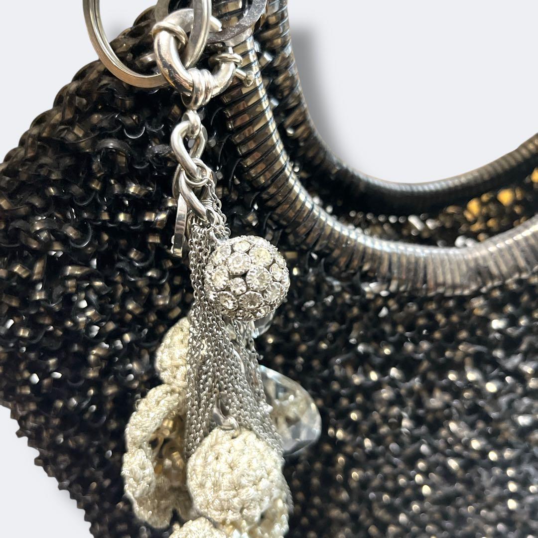 アンテプリマ ワイヤーバッグ ハンドバッグ フラワーチャーム ラインストーン