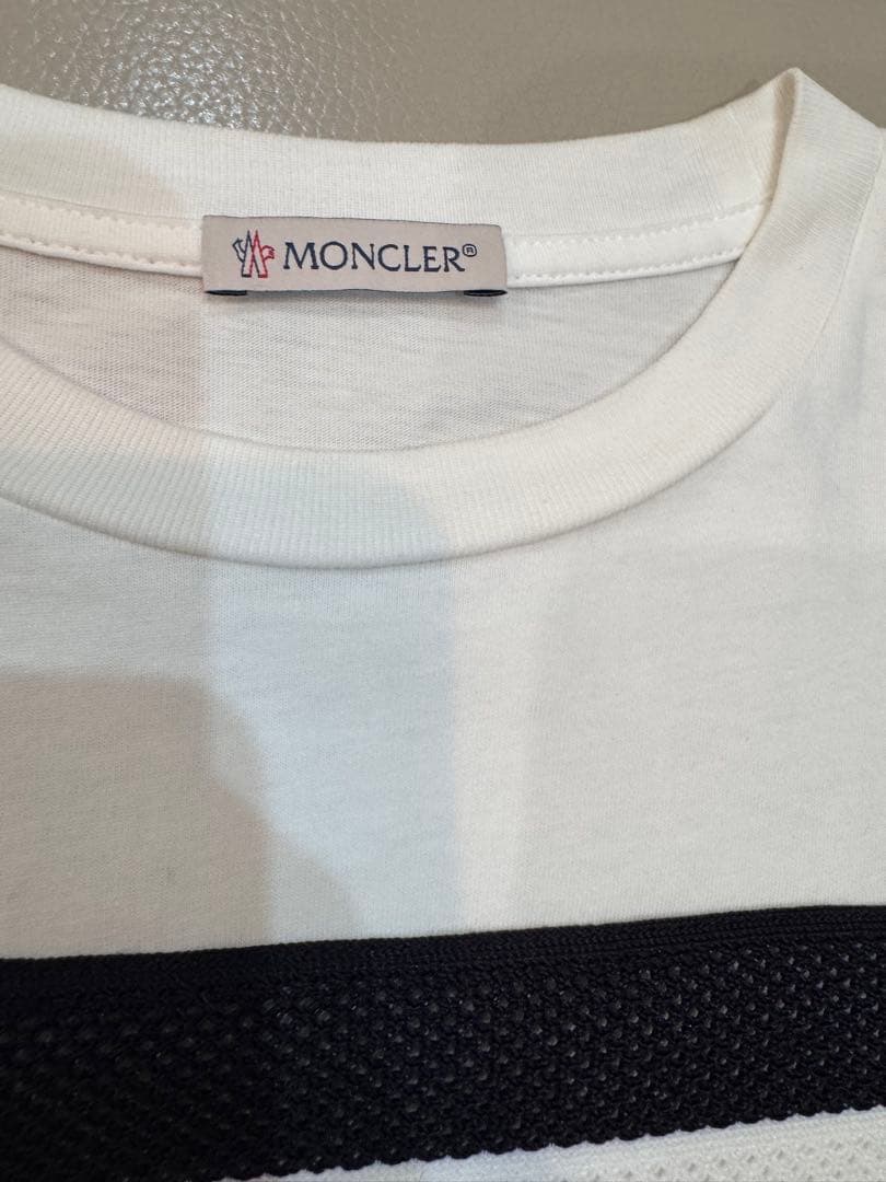 Moncler ストライプ Tシャツ ホワイト10A 美品