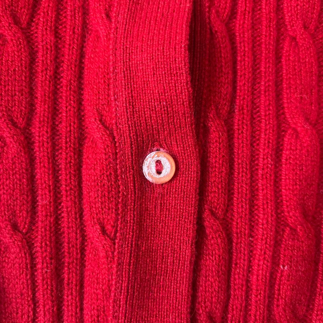 美品 バランタイン スコットランド製カシミヤ100% ケーブル ニットベスト 赤