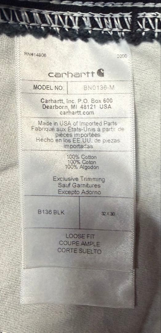 【アメリカ製】 カーハート　ダブルニー　ブラック　W32×L30