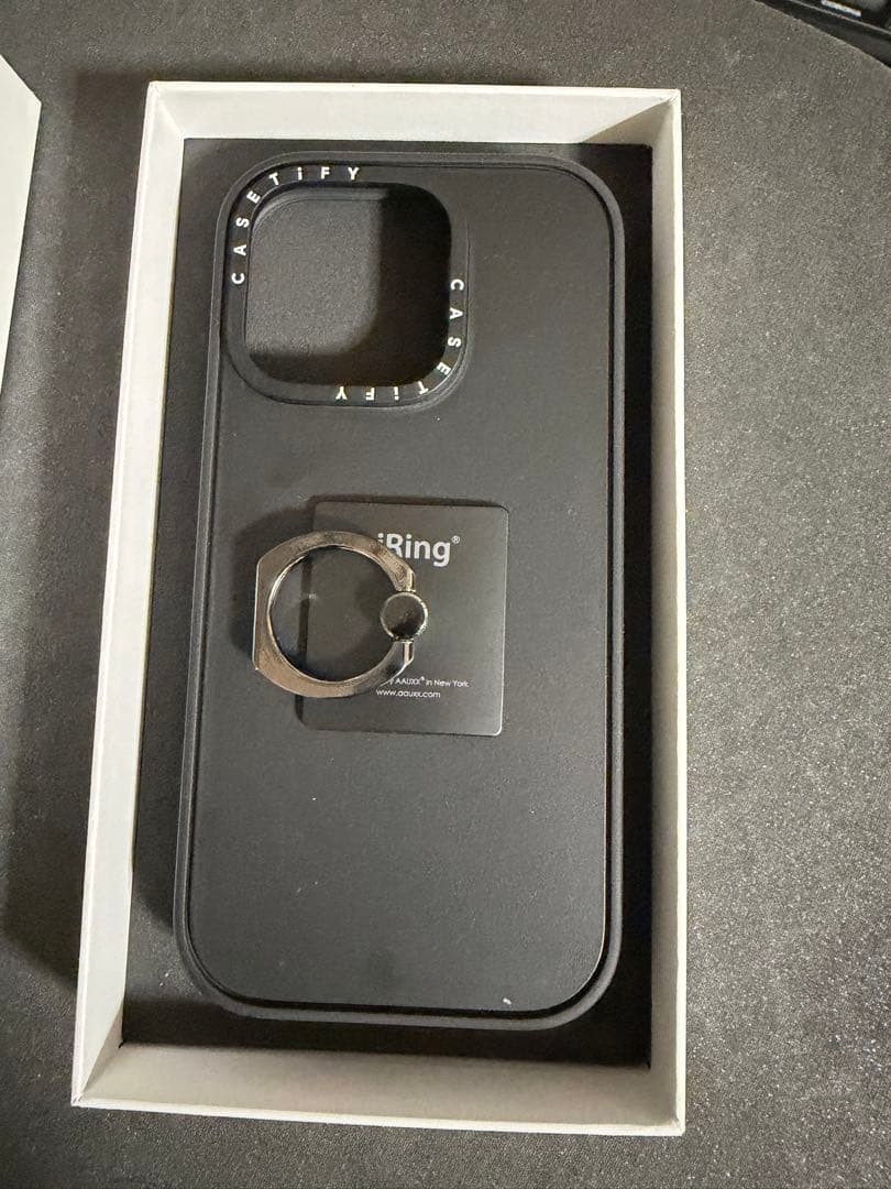 CASSETIFY ブラック iPhoneケース リングスタンド付き