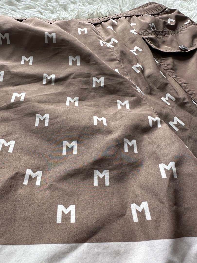 よ*ー様 MONCLER ブラウン Mロゴ 水着 Sサイズ