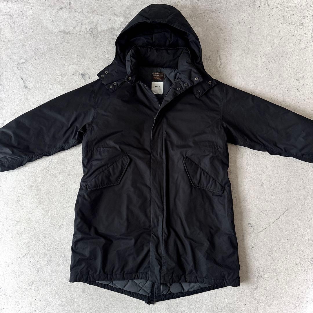 美品 ミスターオリーブ 日本製 河田ダウン ダウンモッズコート 黒MrOlive