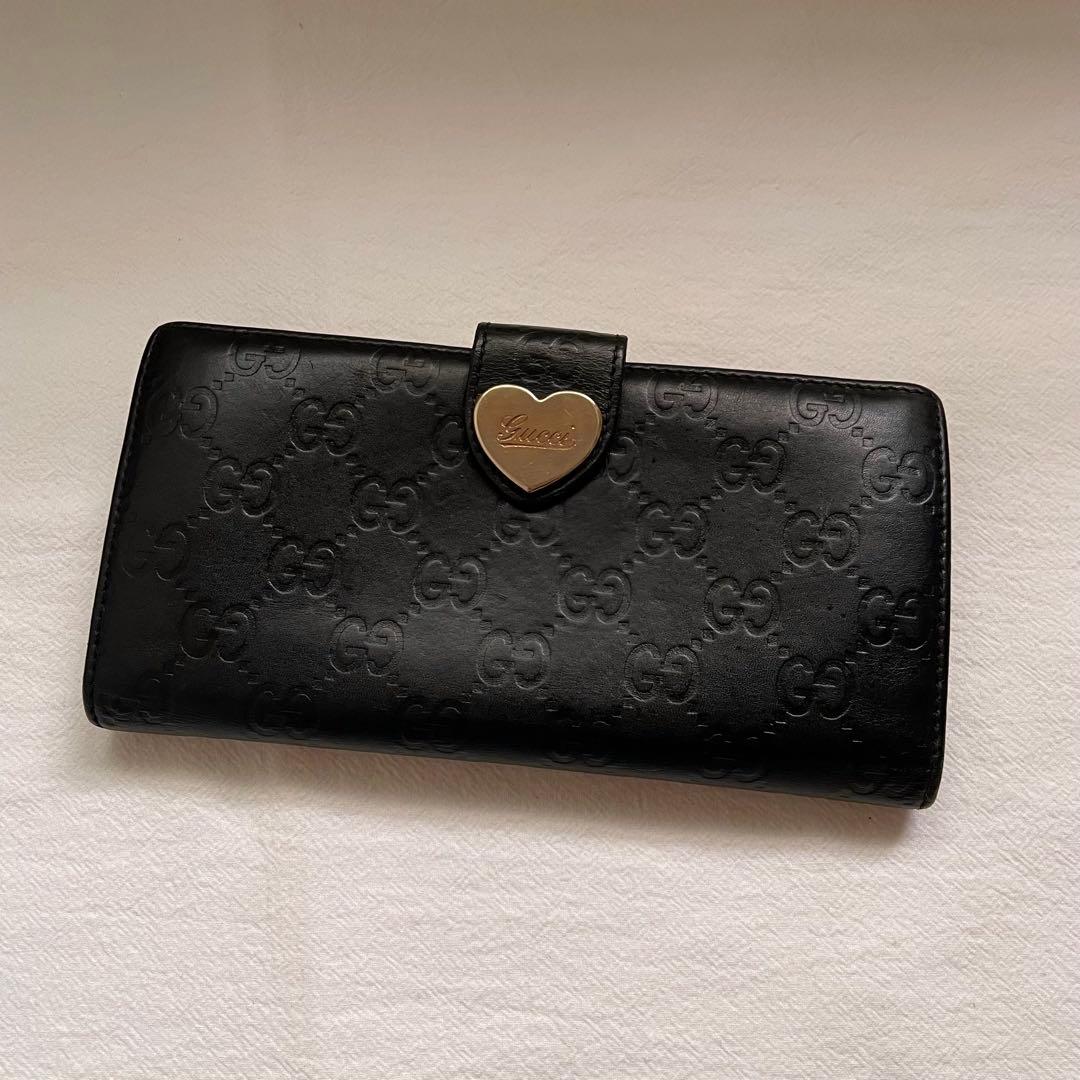 GUCCI ラブリーハート GGエンボス ブラック　長財布　1212-⑧