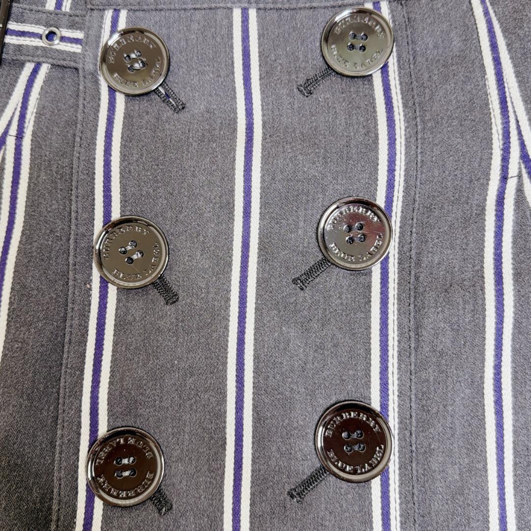 希少✨ BURBERRY プリーツ ミニスカート ベルト ストライプ ボタン