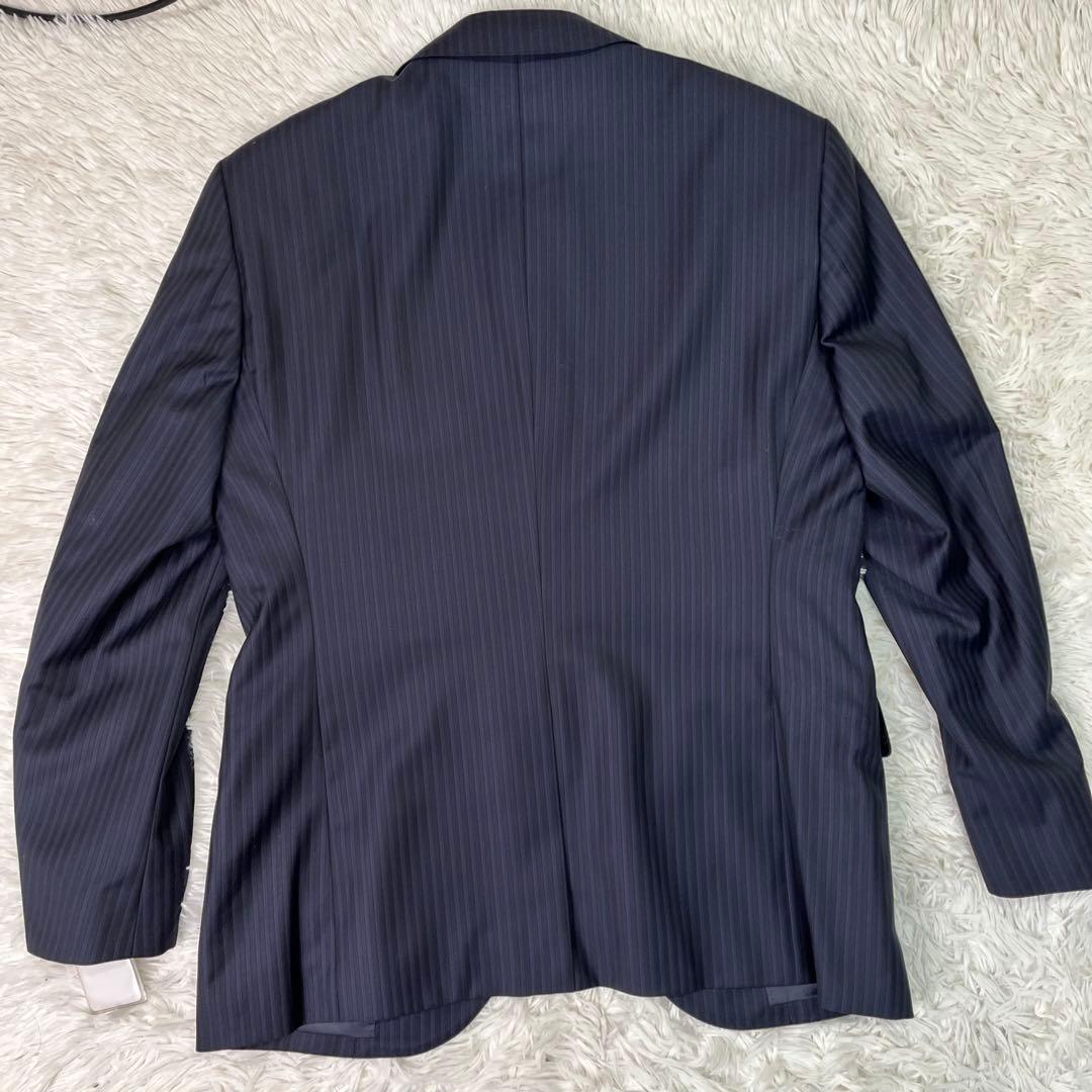 未使用級✨ゼニア　セットアップスーツ　シングル　2B ネイビー　ストライプ　S