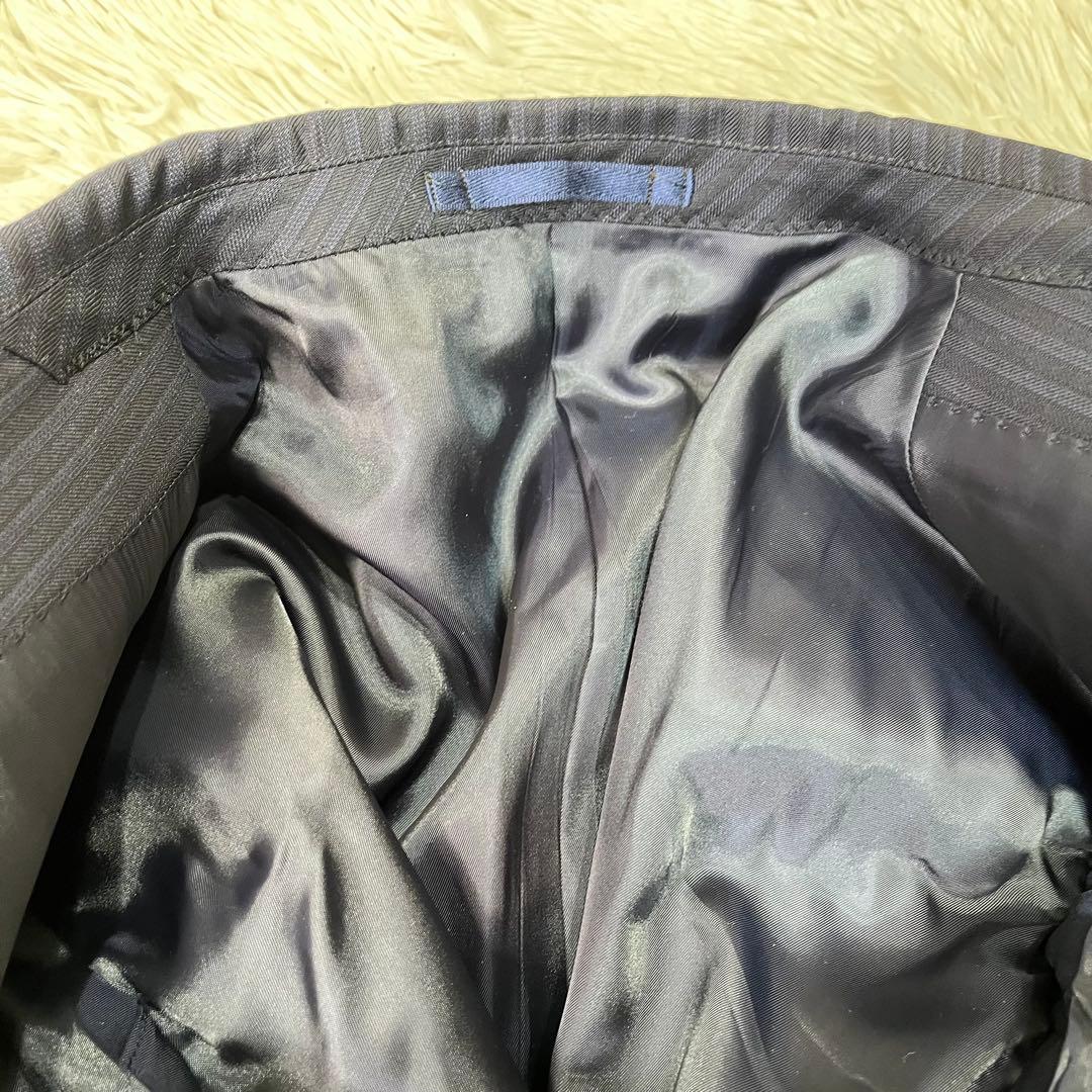 未使用級✨ゼニア　セットアップスーツ　シングル　2B ネイビー　ストライプ　S