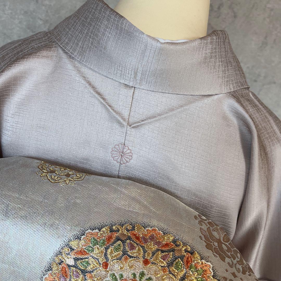 訪問着　フルセット　正絹　付け下げ　着物　蝶　桜　花　金　Ｉ9