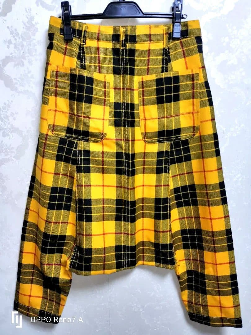 COMMEdesGARCONS コムコム　サルエルパンツ　黄色タータンチェック