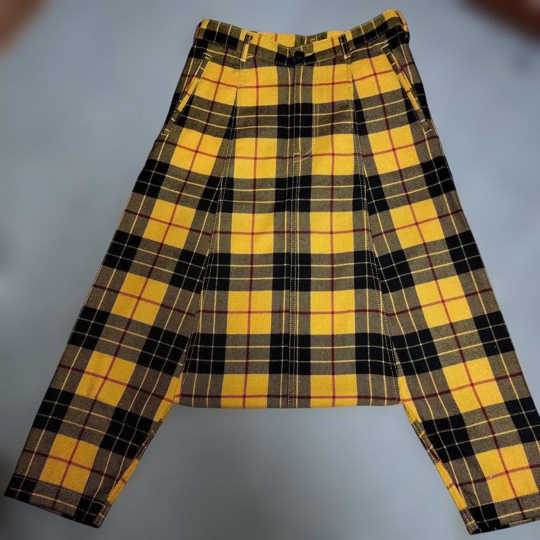 COMMEdesGARCONS コムコム　サルエルパンツ　黄色タータンチェック