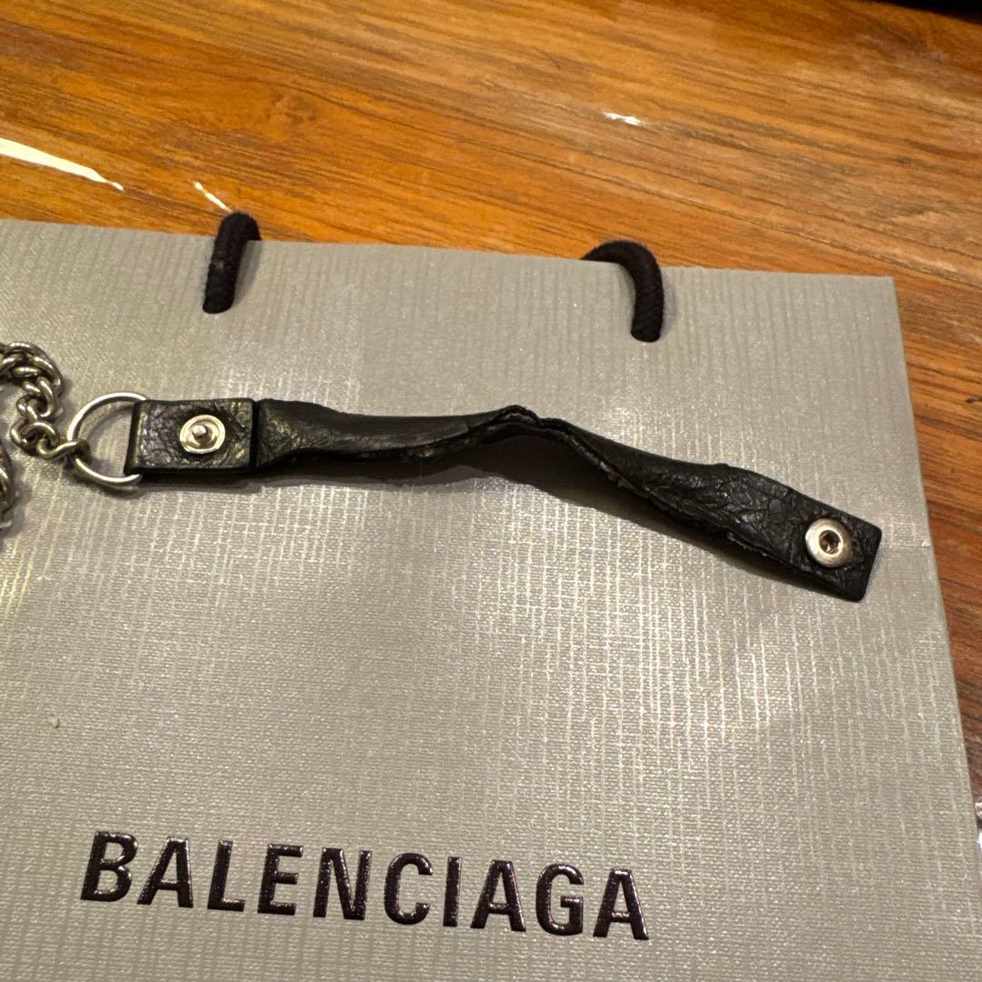 BALENCIAGA ブラックレザー ウォレットチェーン付き