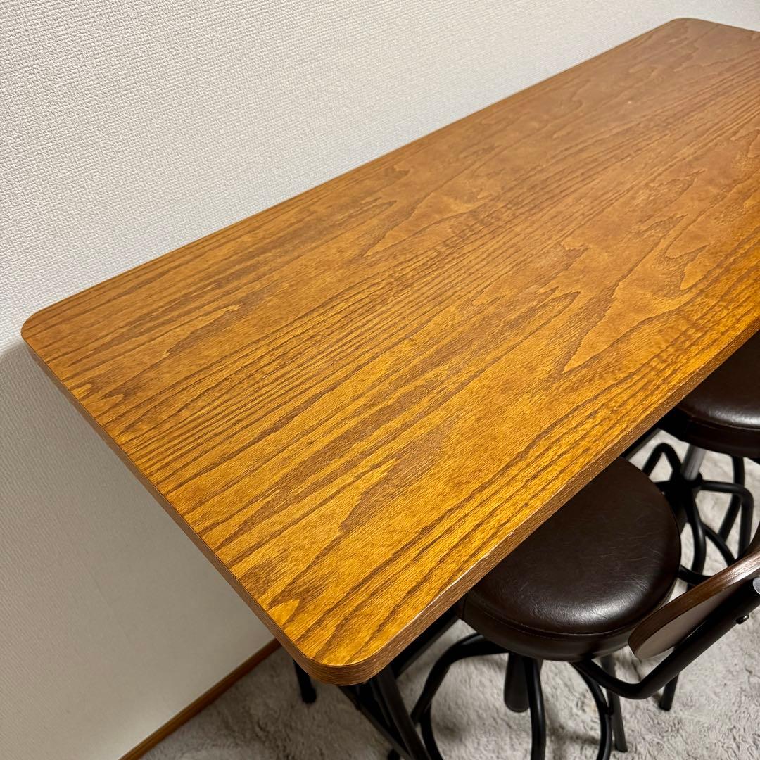 【田中　太郎】カウンターテーブル 昇降チェア 足置き ２脚セット