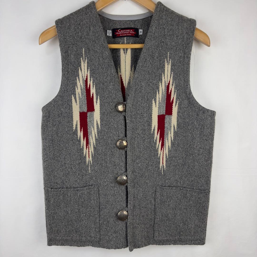 希少 CENTINELA センチネラ チマヨ ベスト グレー　36 Mサイズ