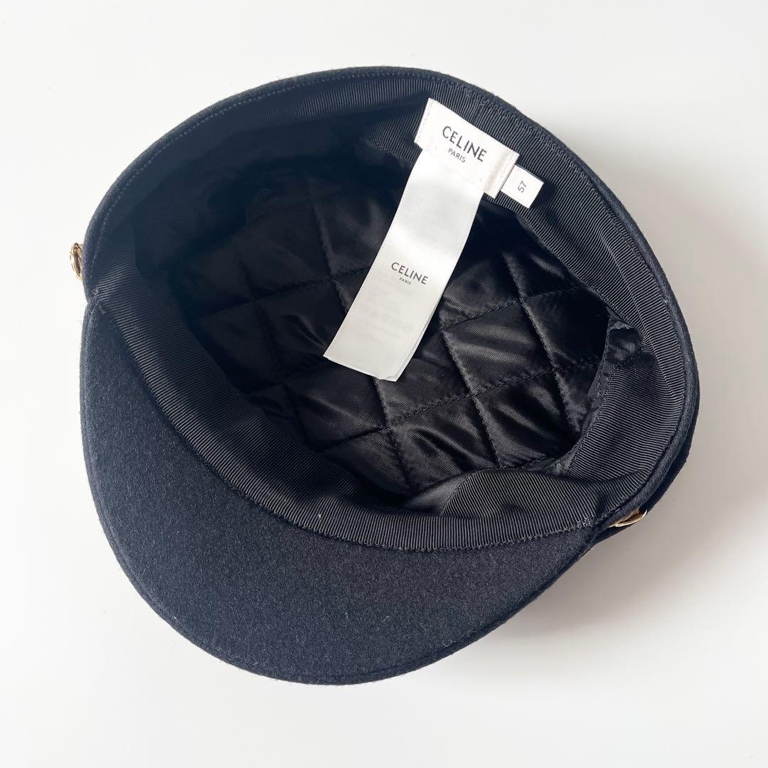 セリーヌ　トリオンフ　セーラーキャップ　ウールクロス　紺色　ネイビー　57サイズ