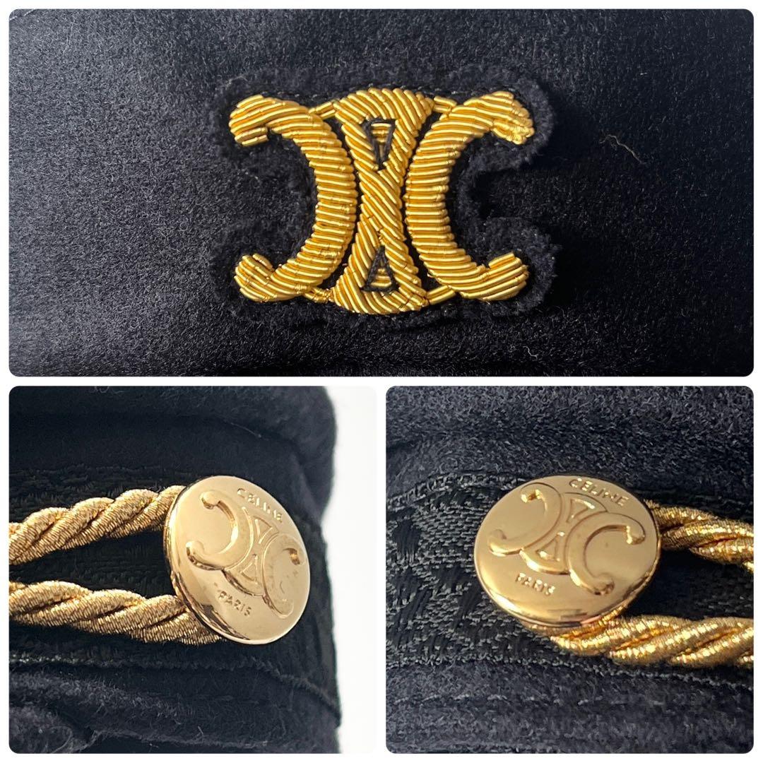 セリーヌ　トリオンフ　セーラーキャップ　ウールクロス　紺色　ネイビー　57サイズ