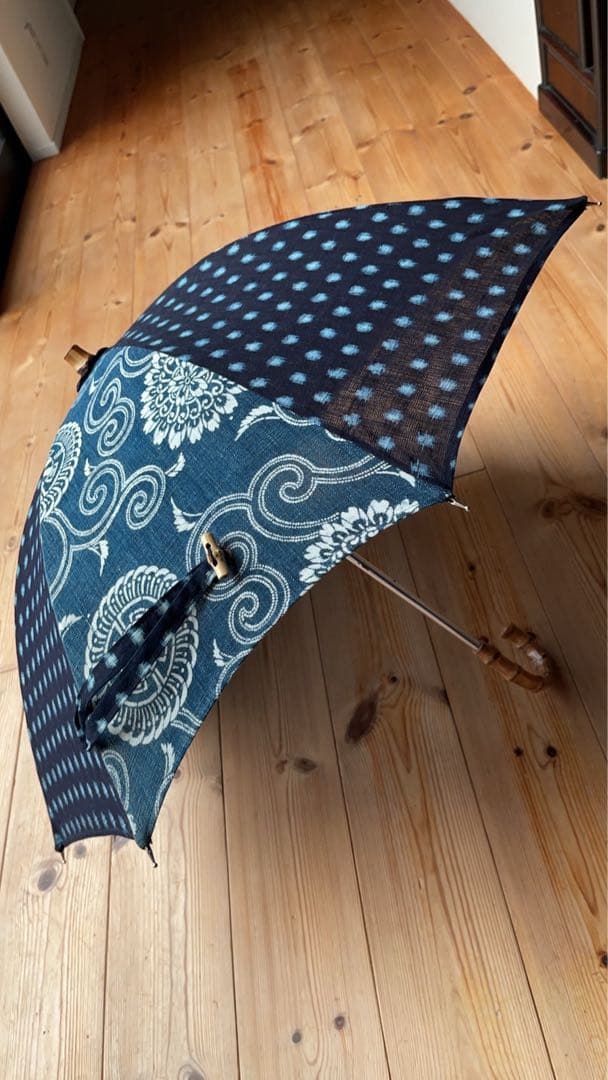 雪ん子　型染めリメイク日傘