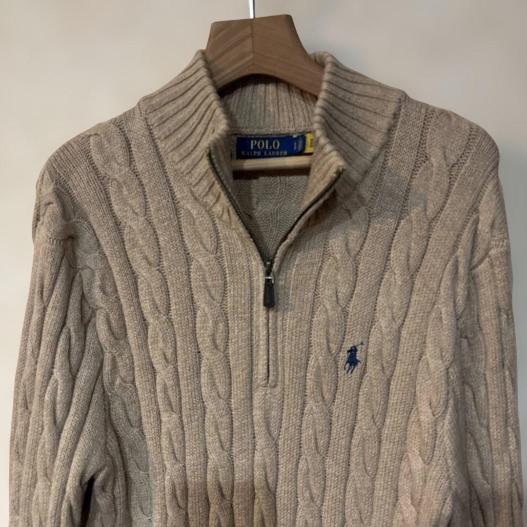 Polo Ralph Lauren ベージュ ハーフジップケーブルニット