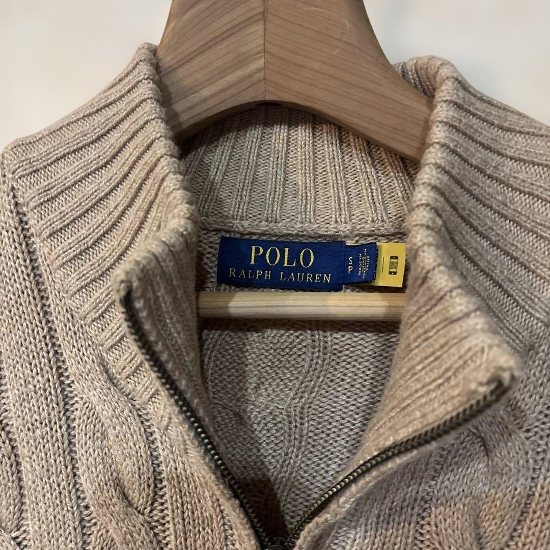 Polo Ralph Lauren ベージュ ハーフジップケーブルニット