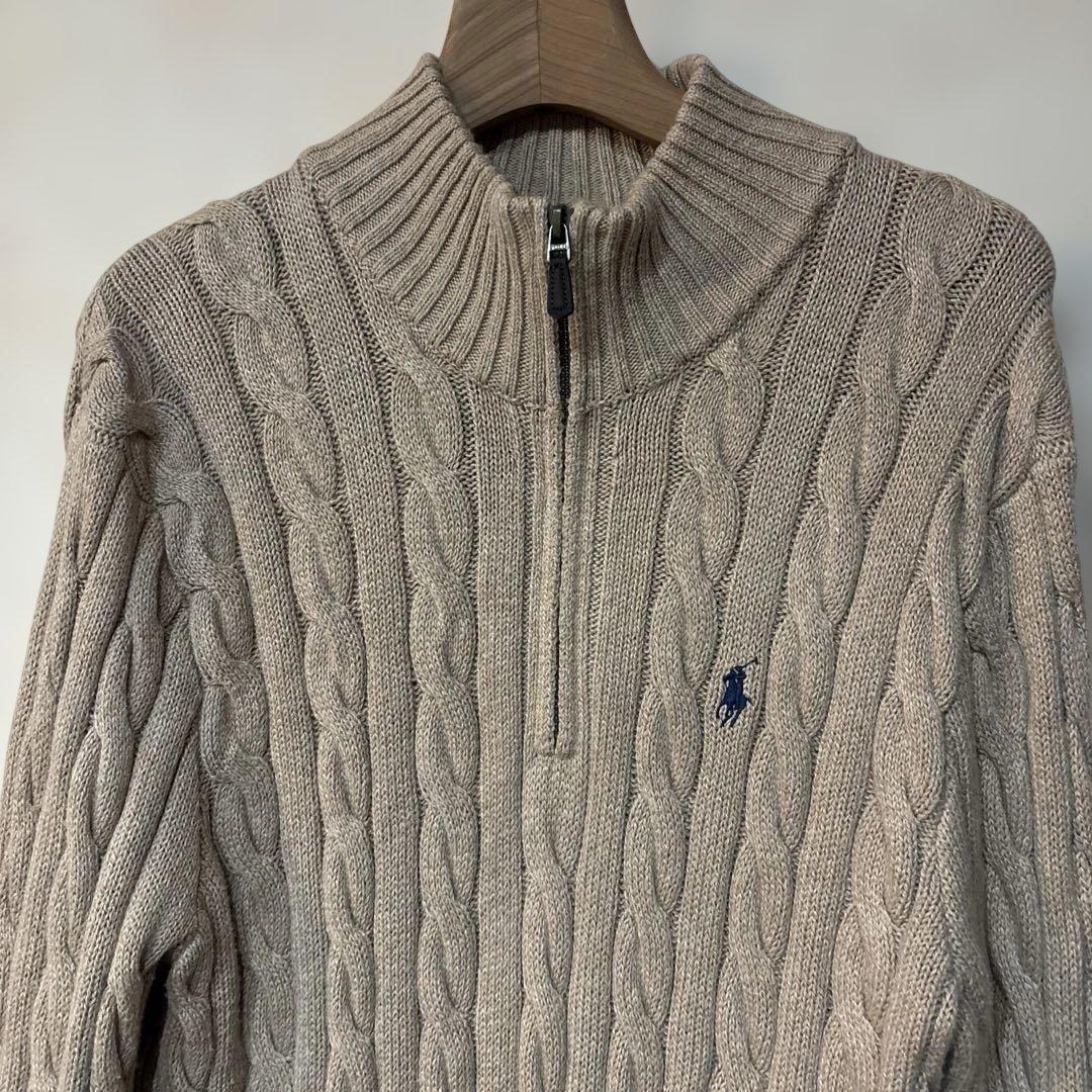 Polo Ralph Lauren ベージュ ハーフジップケーブルニット