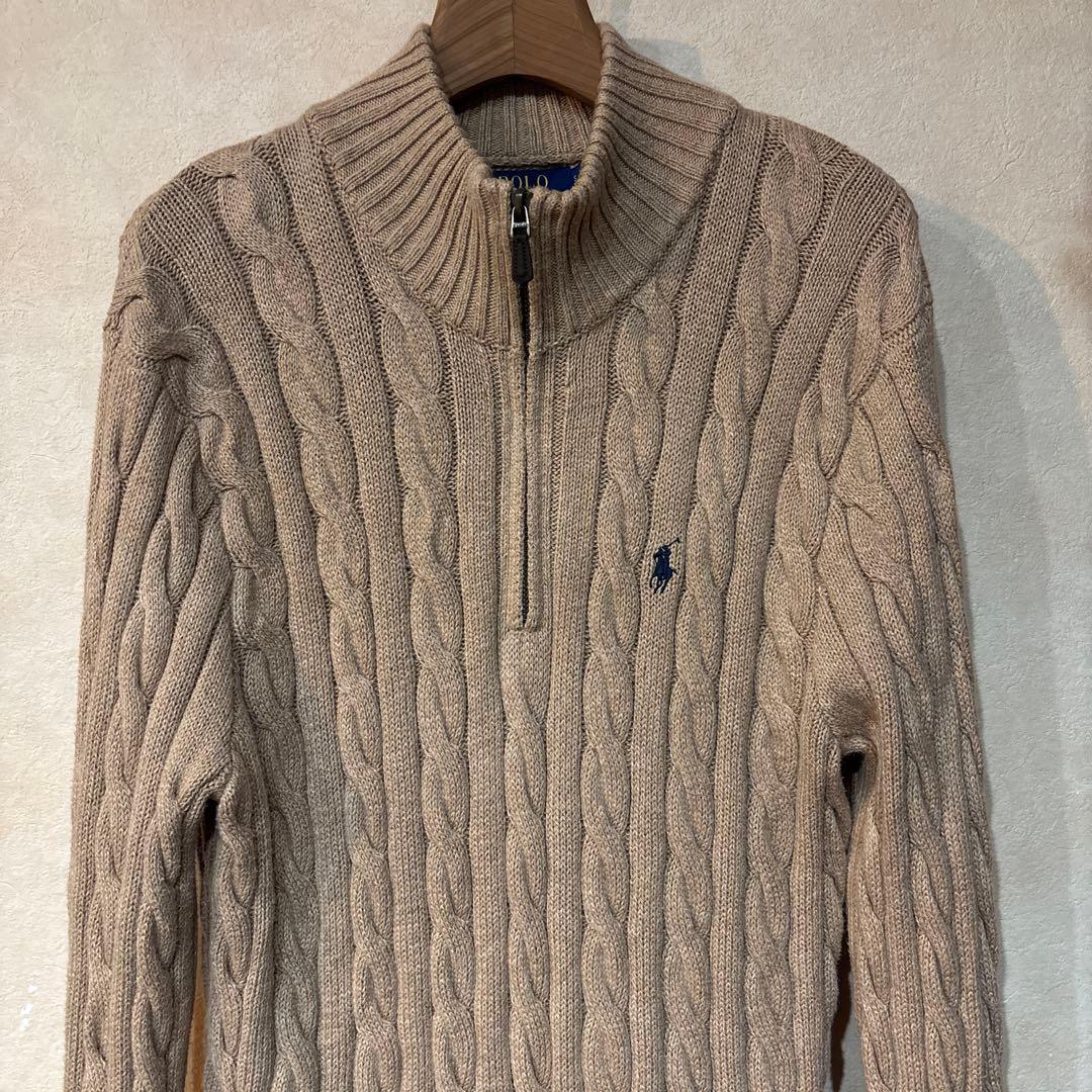 Polo Ralph Lauren ベージュ ハーフジップケーブルニット