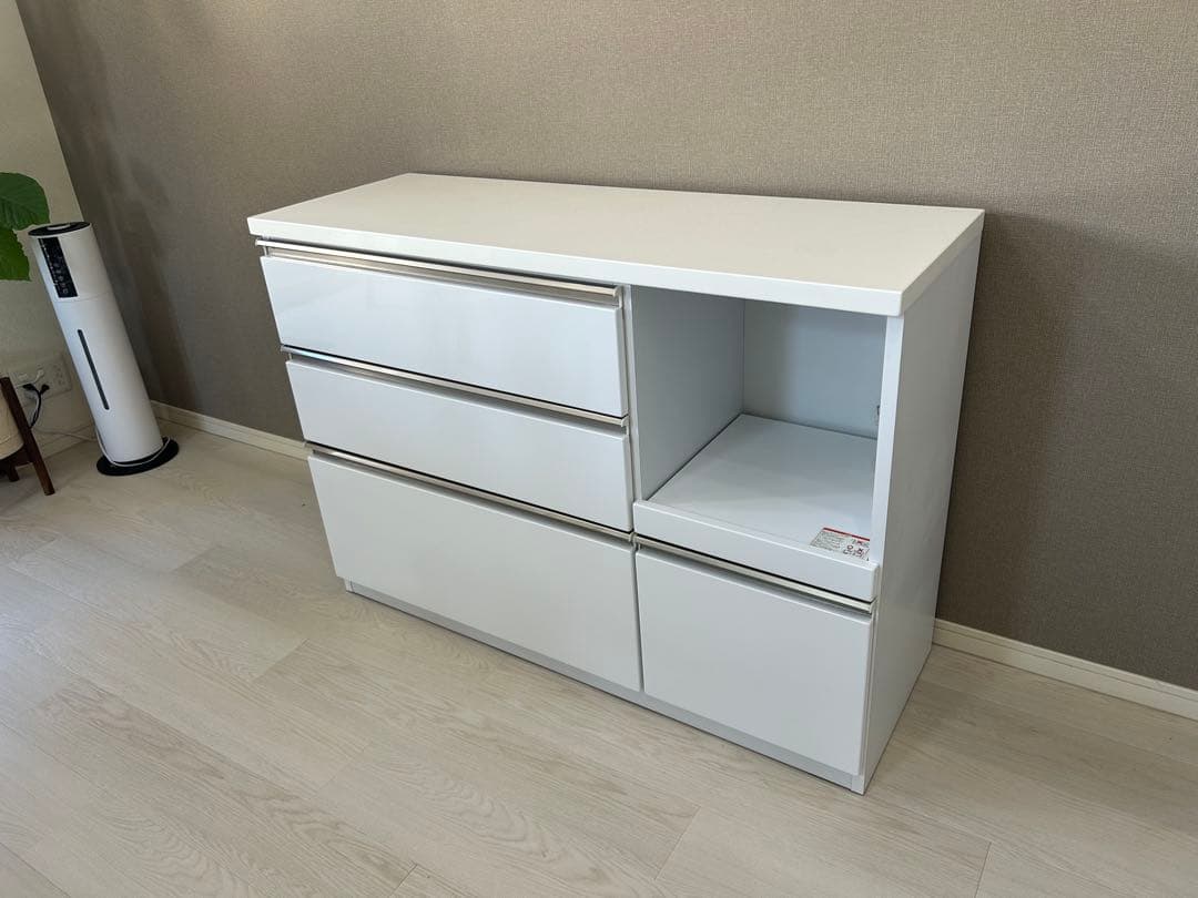 【食器棚】ロータイプ 120cm ホワイト