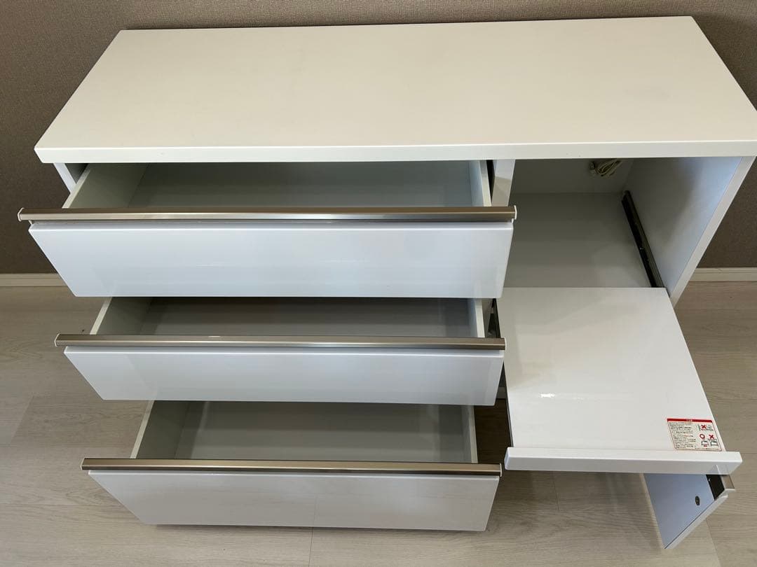 【食器棚】ロータイプ 120cm ホワイト