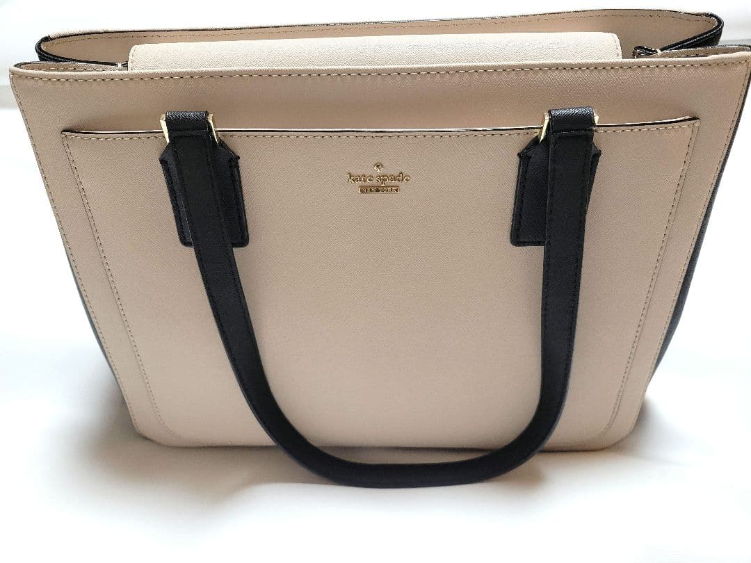 美品 kate spade キャメロン ストリート ゾーイー ベージュ×ブラック