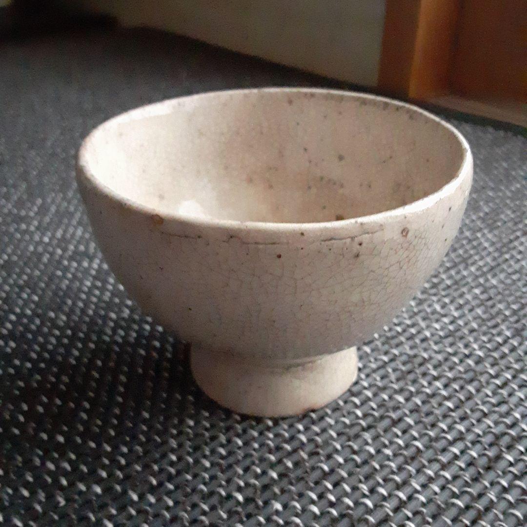 古い李朝朝鮮王朝白磁茶碗/唐津伊万里焼粉引吹貫入青白磁/ぐい呑み陶酒器