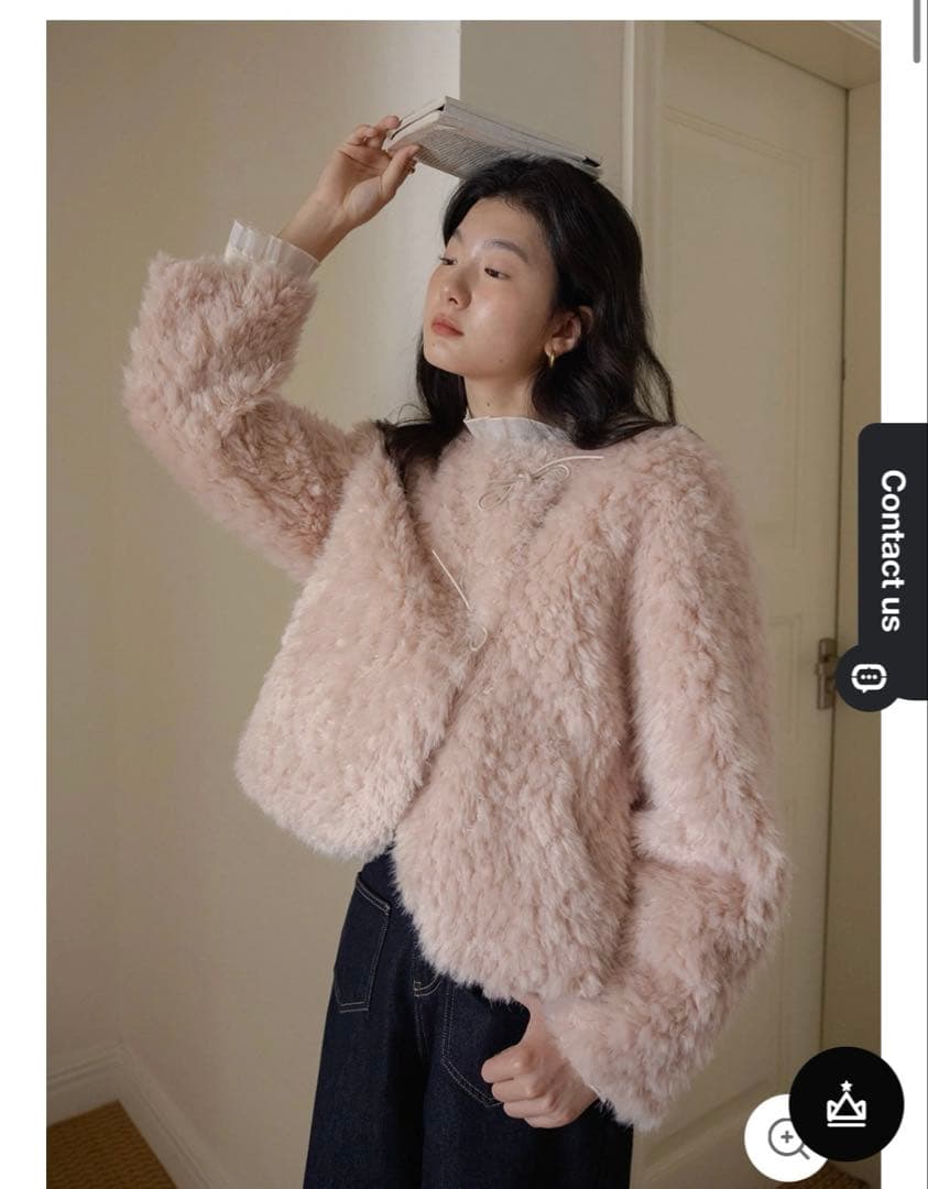EGGKA トグル留め付きフェイクファージャケット　ピンク